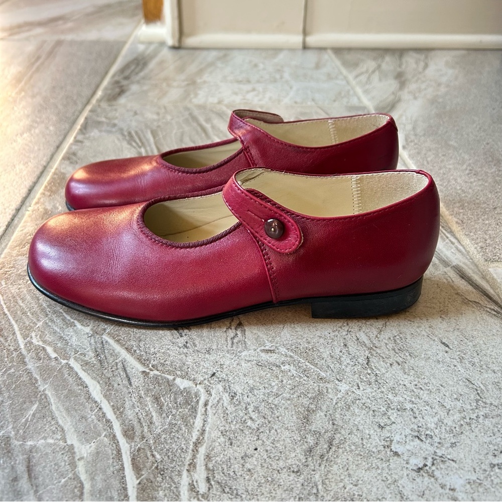Papo d’Anjo Classic Burgundy Red Girls’ Leather Mary Jane, Size 34 EU, 3 US